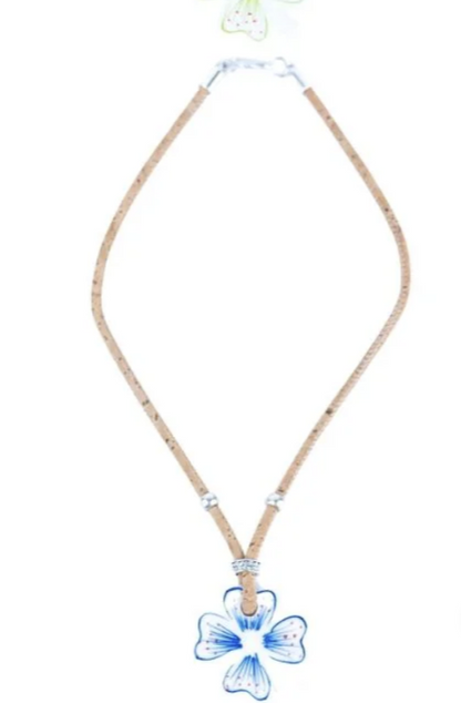 3mm round cork wire and colorful ceramic four leaf clover pendant handmade necklace for women  NE-1083-MIX-4