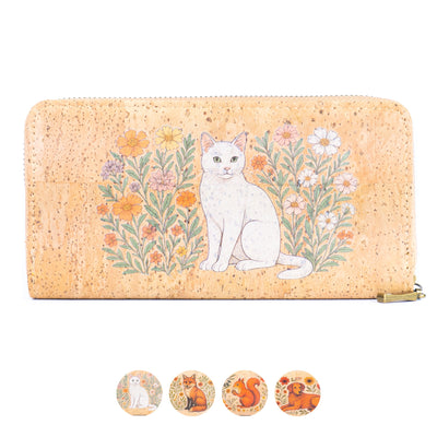 Cork Wallet with Wrist Strap – Dog, Cat, Fox & Squirrel Designs BAG-2020-ABCD
