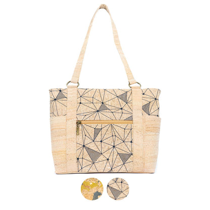 Cork Tote Bag with Zipper Pocket – Vegan Shoulder Handbag for Women BAGP-326