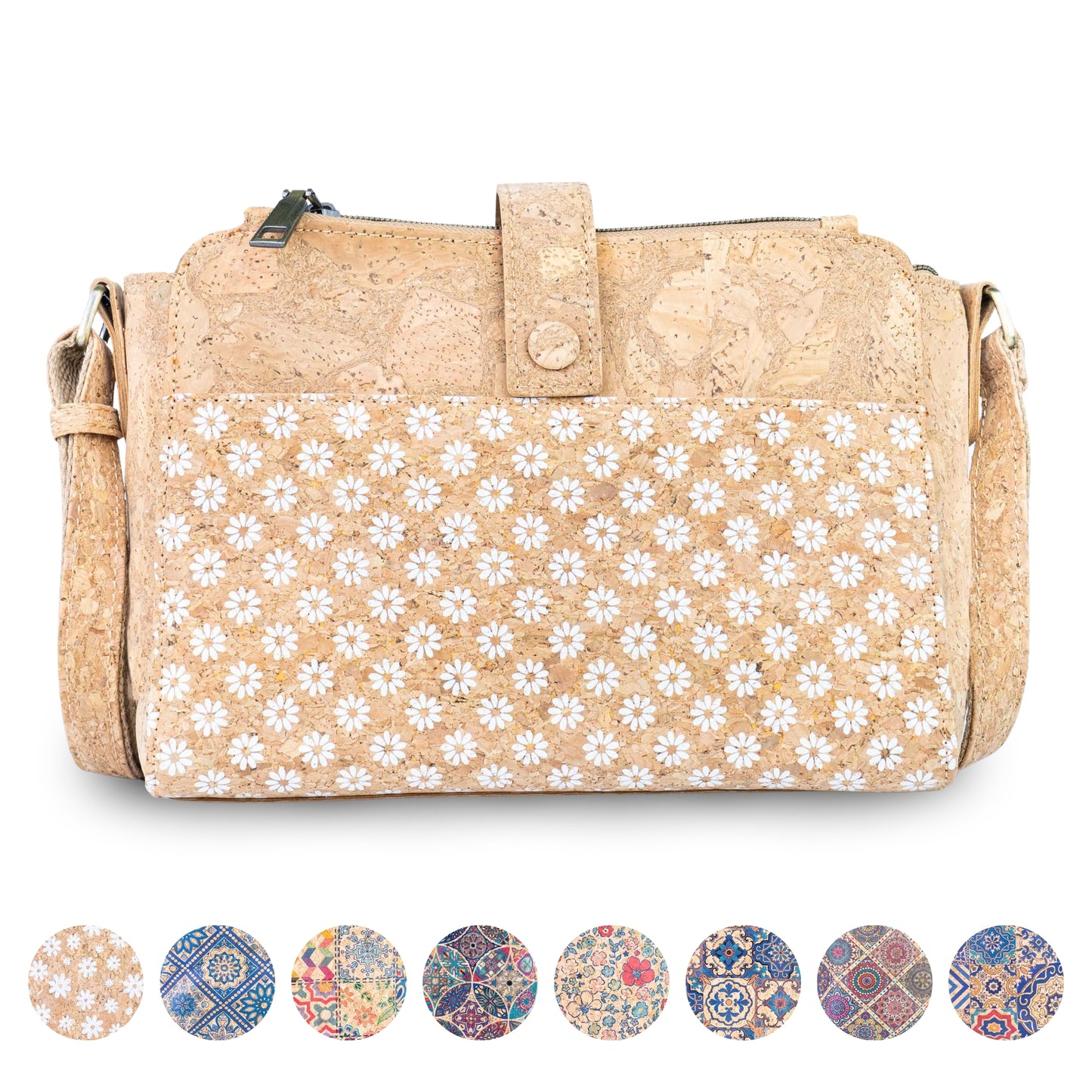 Natural Cork Multi-Compartment Crossbody Bag BAGD-657
