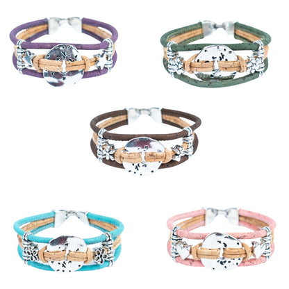 3mm natural and colored cork wire and alloy hardware handmade women's fashion bracelet DBR-046-MIX-5
