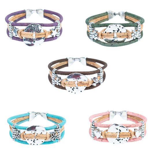 3mm natural and colored cork wire and alloy hardware handmade women's fashion bracelet DBR-046-MIX-5