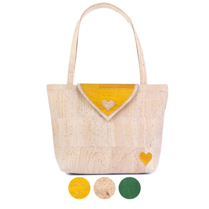 Cork Tote Bag with Heart – Eco-Friendly Vegan Shoulder Bag BAGP-358