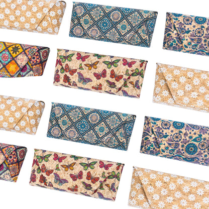 Geometric Printed Cork Foldable Glasses Case L-1134-MIX-10（10units）