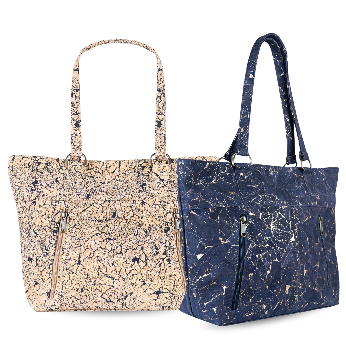 Eco-Friendly Cork Tote Bag with Marble Print - Vegan Leather Shoulder Bag BAGP-340