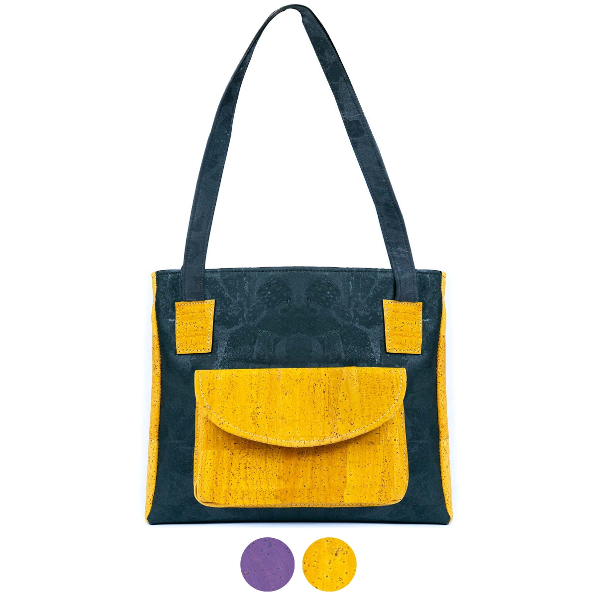 Cork Handbag for Women – Dual Tone Tote with Front Pocket BAGP-310