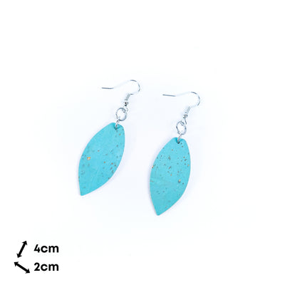 Natural cork fabric three colors handmade women's earrings -ER-195-MIX-3（small）