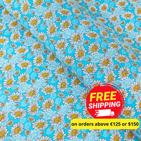 Blue Daisy Cork Fabric COF-645
