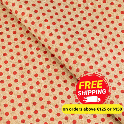 Red Dots Pattern Cork Fabric COF-787