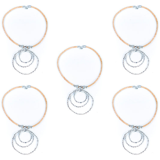 5MM round natural cork handmade women's cork necklace N-320-5