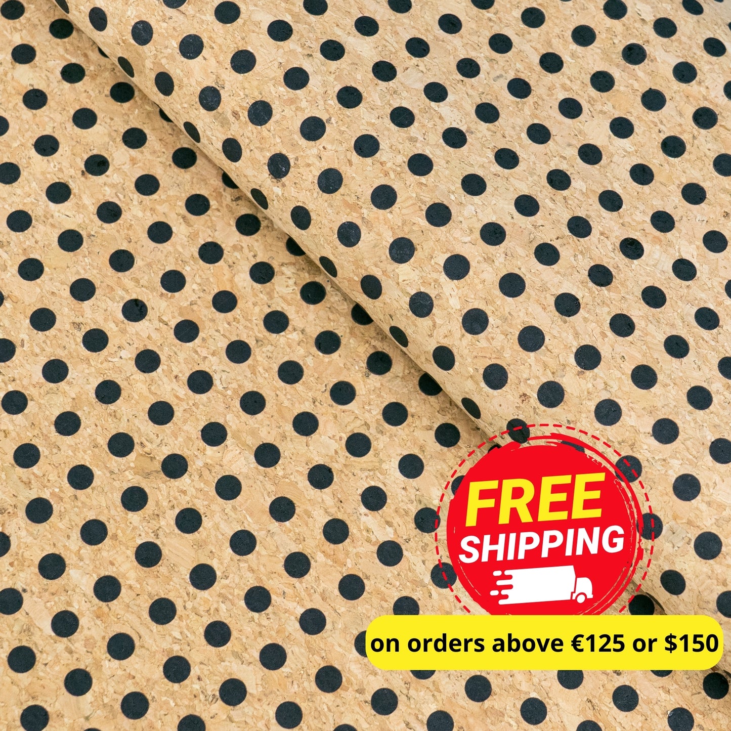 Black Dots Pattern Cork Fabric COF-788