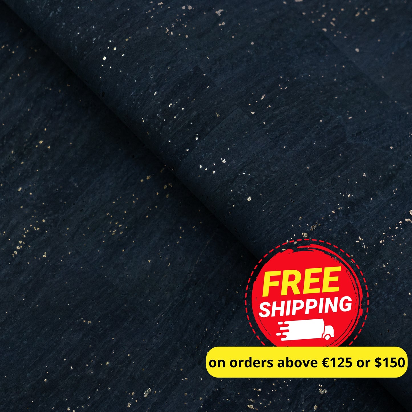 Black Cork Fabric with Natural Gold Flecks COF-655