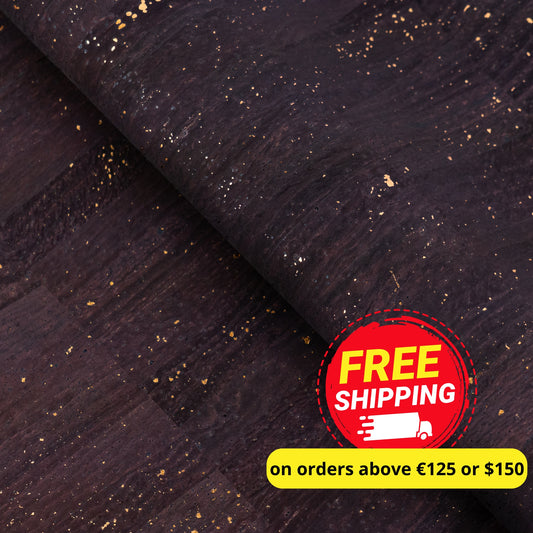 Dark Wine Cork Fabric with Gold Flecks COF-656