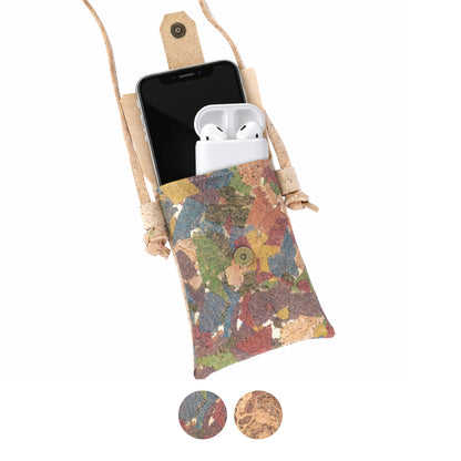 5pcs | Cork Phone Crossbody Bag | Flip Flap, Magnetic Snap & Side Zip — BAGP-372