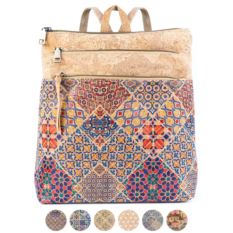 Cork Backpack for Women Vegan Rucksack with Multiple Pockets BAGD-601