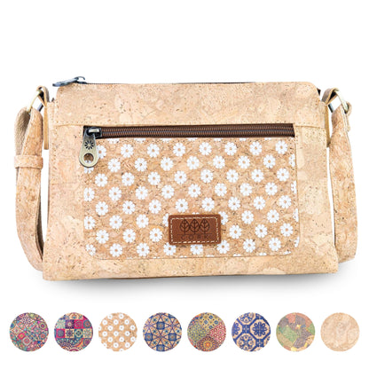 Printed Cork Crossbody Bag with Front Zip Pocket BAGD-654