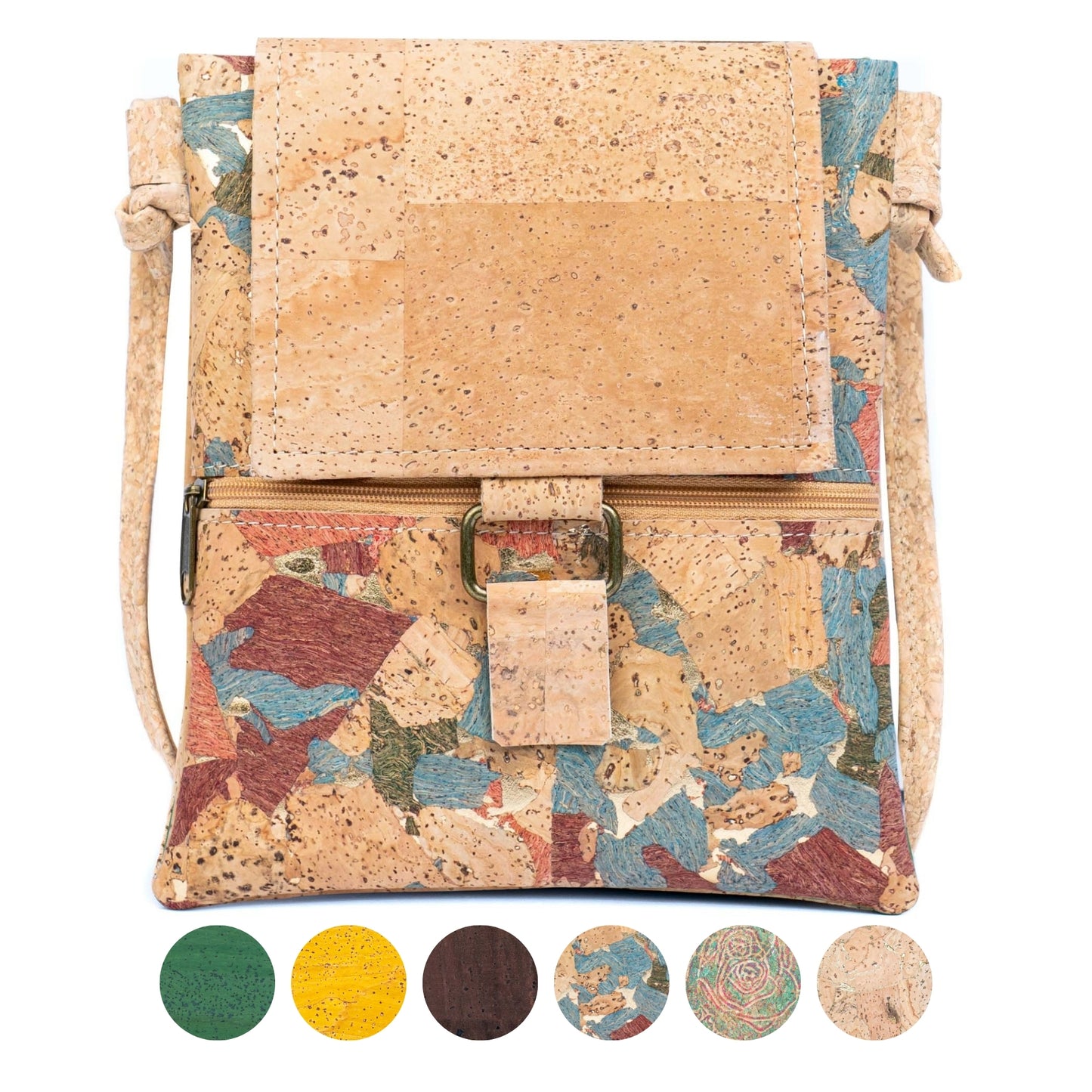 Cork Crossbody Bag - Vegan Fold-Over Messenger Bag BAGP-346