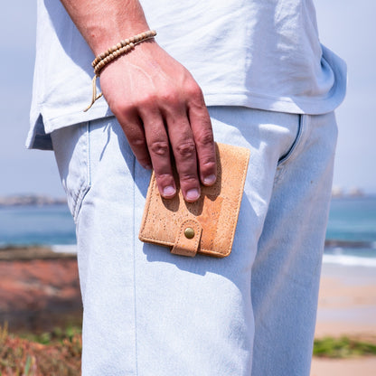Natural Bifold Cork Wallet with Snap Button BAG-2002