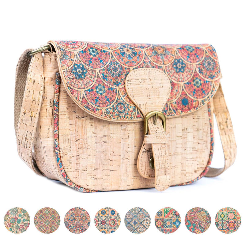 Flash Sale-Floral Printed Cork Crossbody Bag for Women BAGF-091