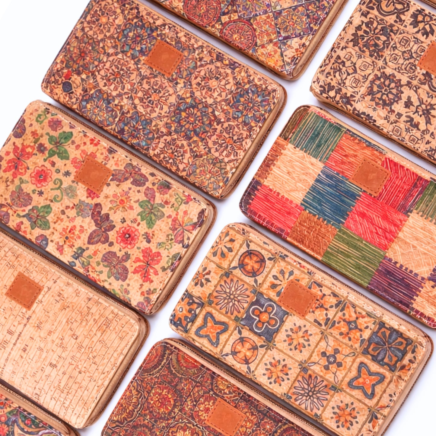Pack of 12 Printed Cork Zip-Around Wallets  BAGD-624-12
