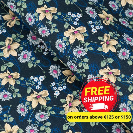 Dark Floral Cork Fabric COF-628