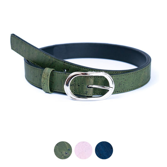 Ladies’ Vegan Cork Belt with Silver Buckle L-1061