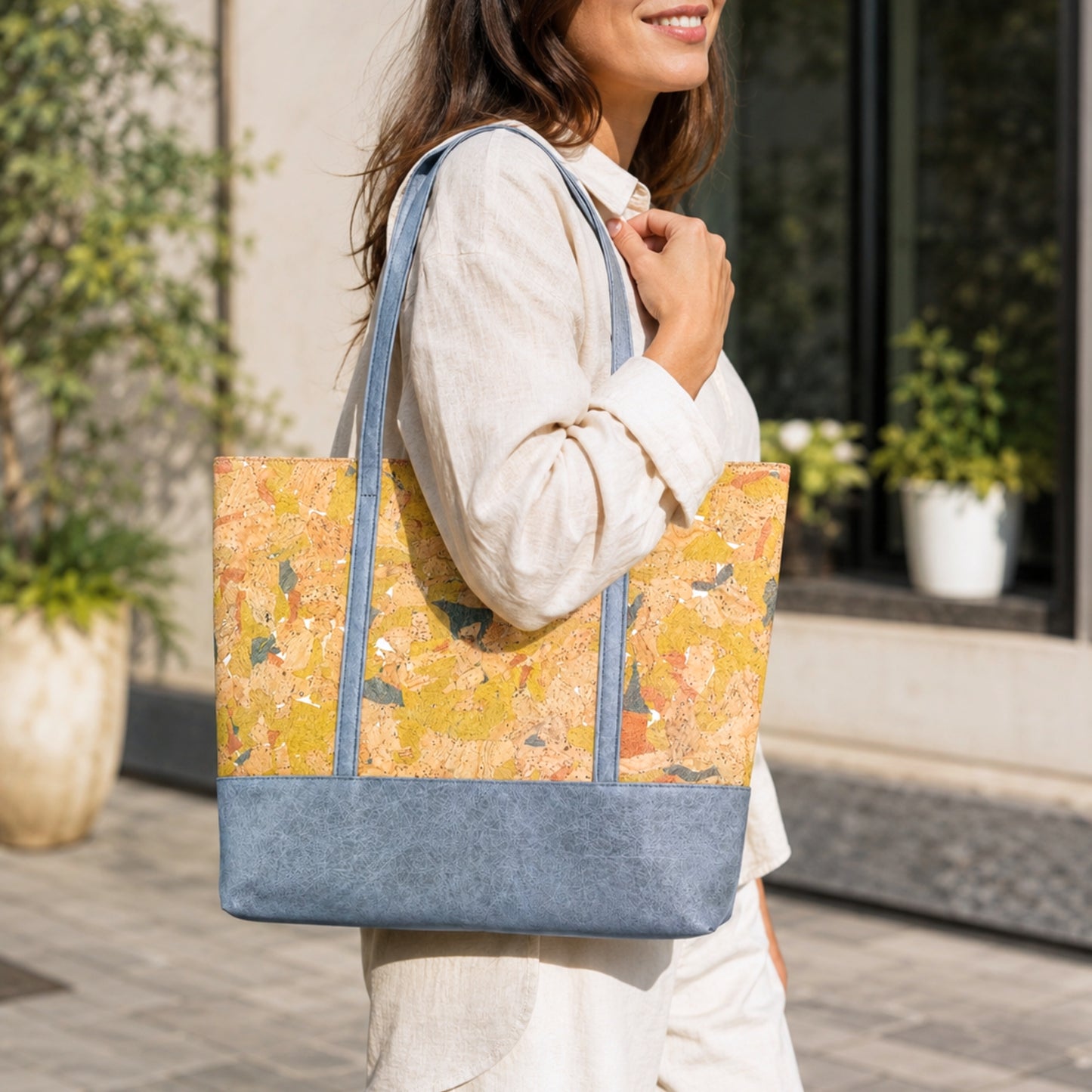Cork & Washable Paper Tote Bag for Women — Cork Shoulder Bag