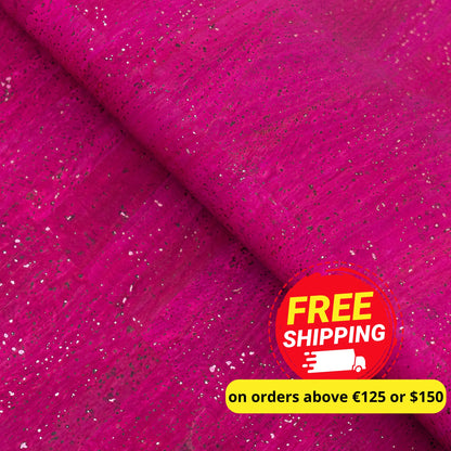 Bright Pink Cork Fabric with Rose Gold Sparkles COF-712