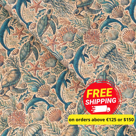 Marine series of marine life Pattern Cork fabric COF-722