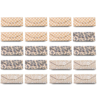 Foldable Cork Glasses Cases – Assorted Patterns, Pack of 20 | L-1218-MIX-20