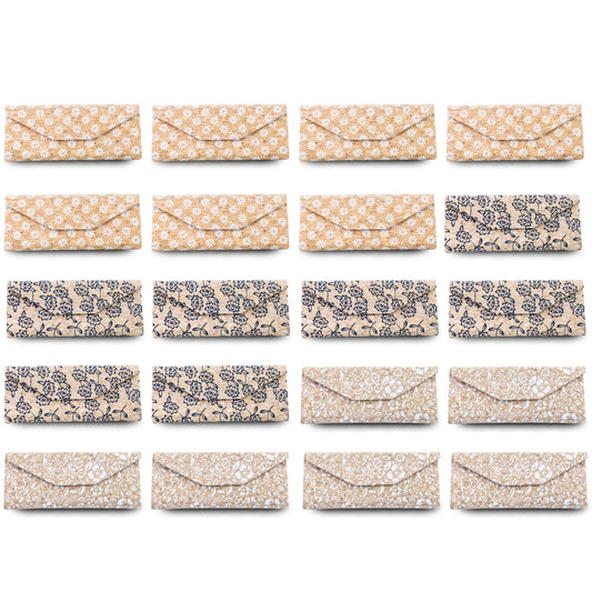 Foldable Cork Glasses Cases – Assorted Patterns, Pack of 20 | L-1218-MIX-20