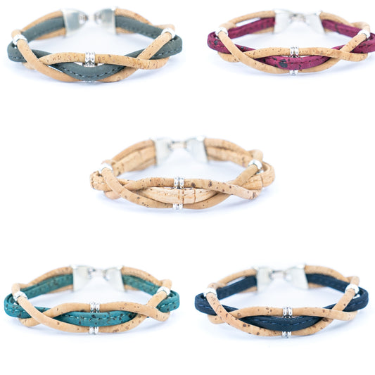 Natural cork and accessories Hand-woven cork bracelet for women BR-433-MIX-5