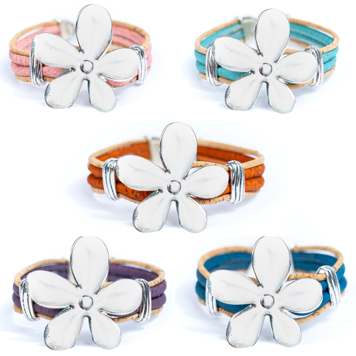 Cork jewelry cork Bracelet for women natural cork with Flower accessories handmade bracelet BR-415-MIX-5