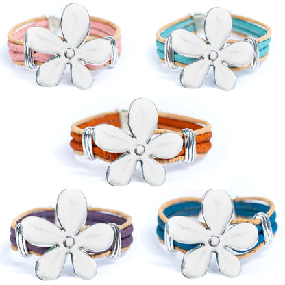 Cork jewelry cork Bracelet for women natural cork with Flower accessories handmade bracelet BR-415-MIX-5