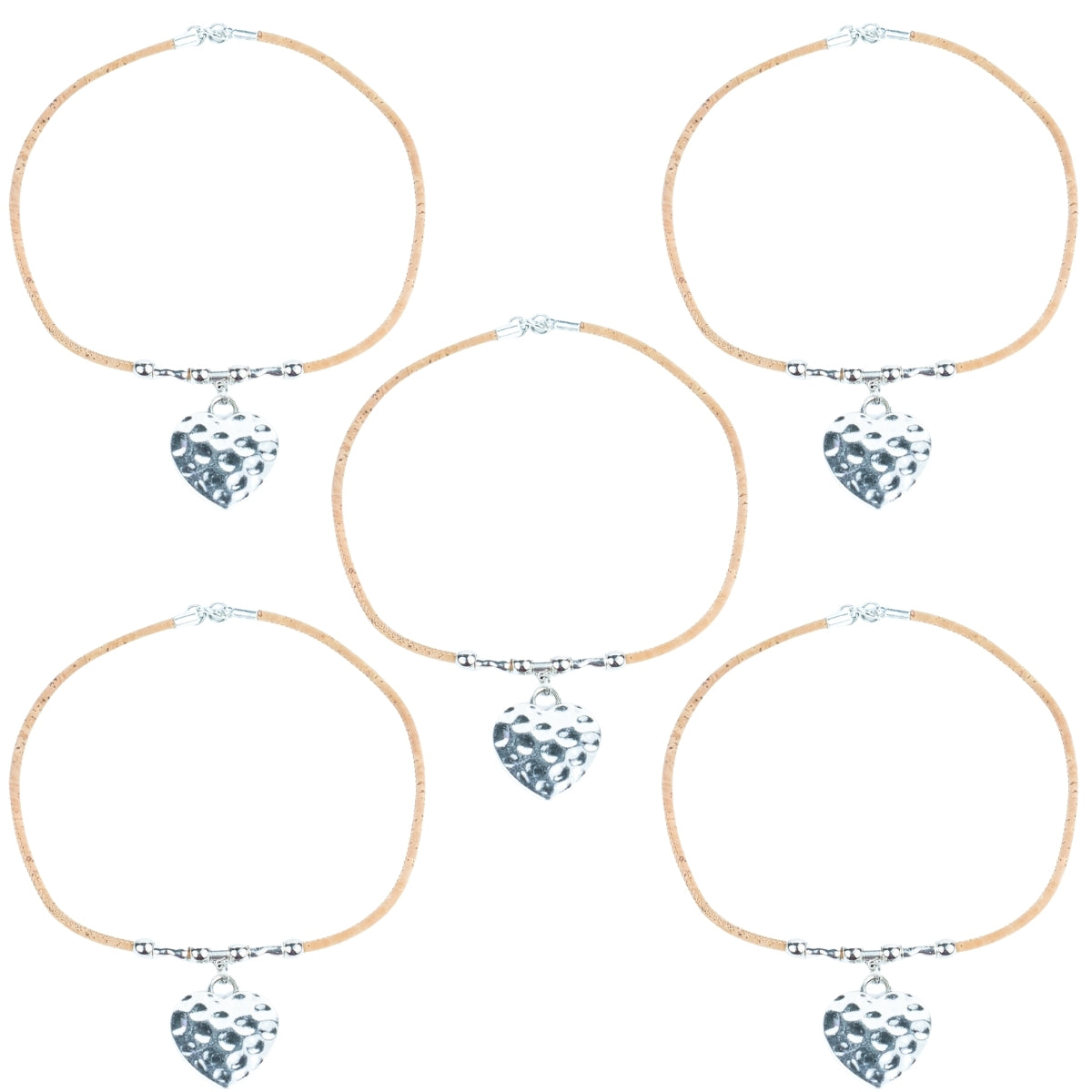 Natural cork cord and a heart  shape Pendant handmade women's fashion necklace NE-1076-5