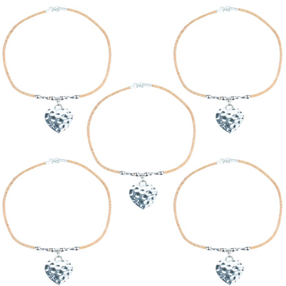 Natural cork cord and a heart  shape Pendant handmade women's fashion necklace NE-1076-5