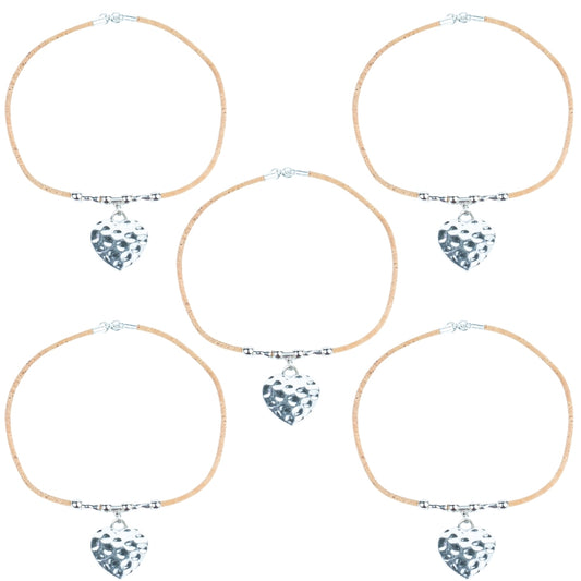 Natural cork cord and a heart  shape Pendant handmade women's fashion necklace NE-1076-5