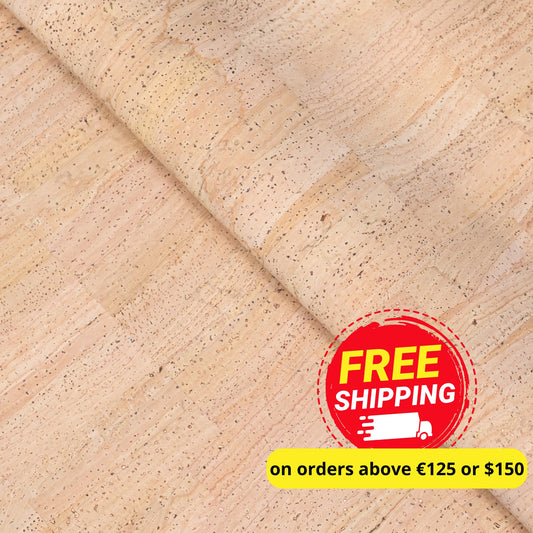 Premium Natural Cork Fabric 0.8mm Thin - Microfiber Backing for Wallets, Notebooks & Foldable Projects COF-691