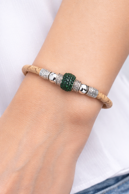 Natural cork thread and colorful shiny beads handmade women's bracelet BR-010-MIX-10