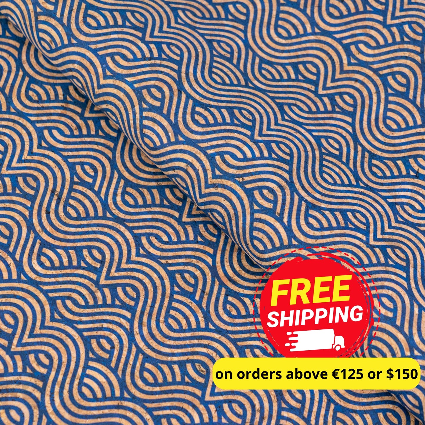 Summer Collection - Abstract Waves Cork Fabric COF-24