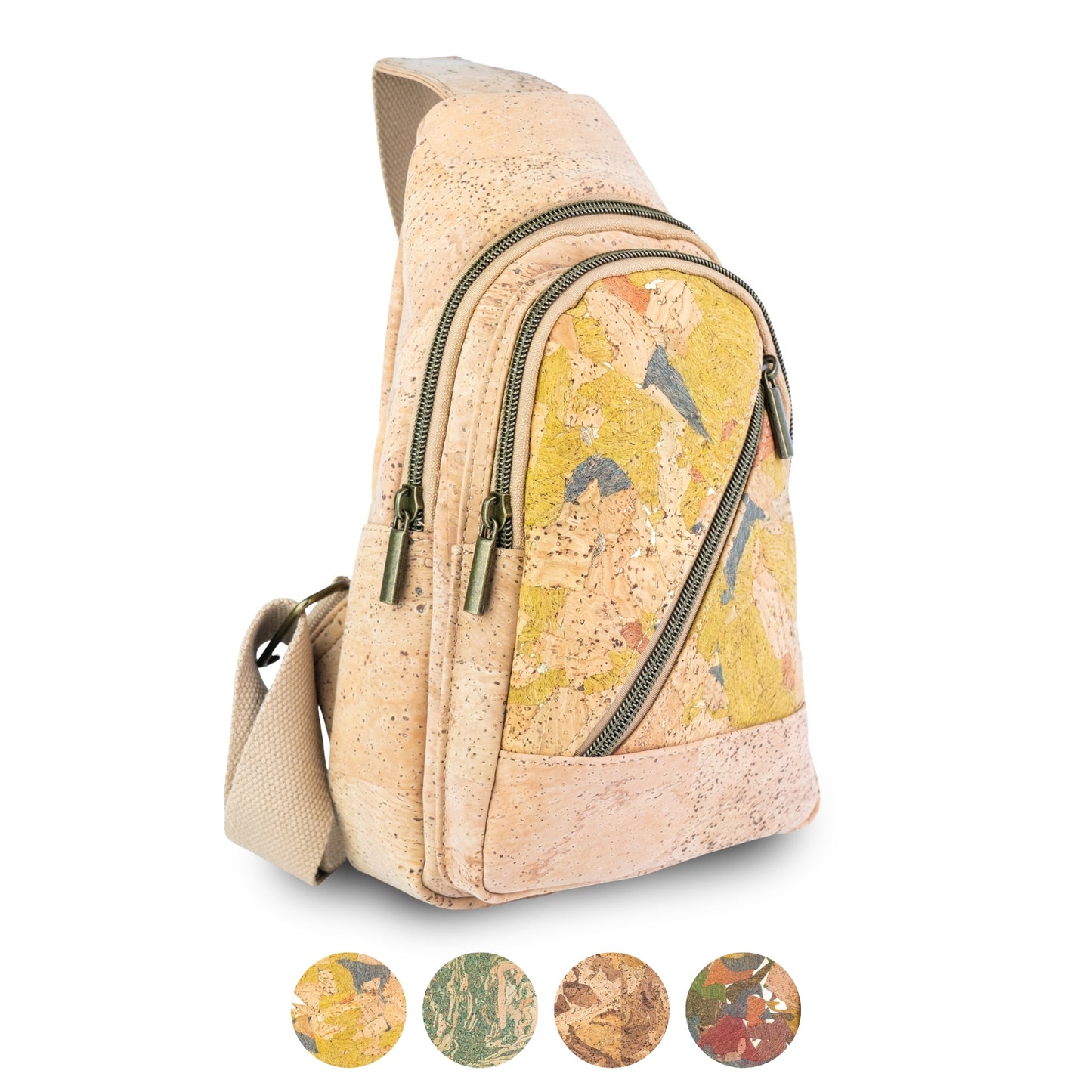 Natural Cork Sling Backpack for Women – Vegan Crossbody Chest Bag BAG-2400