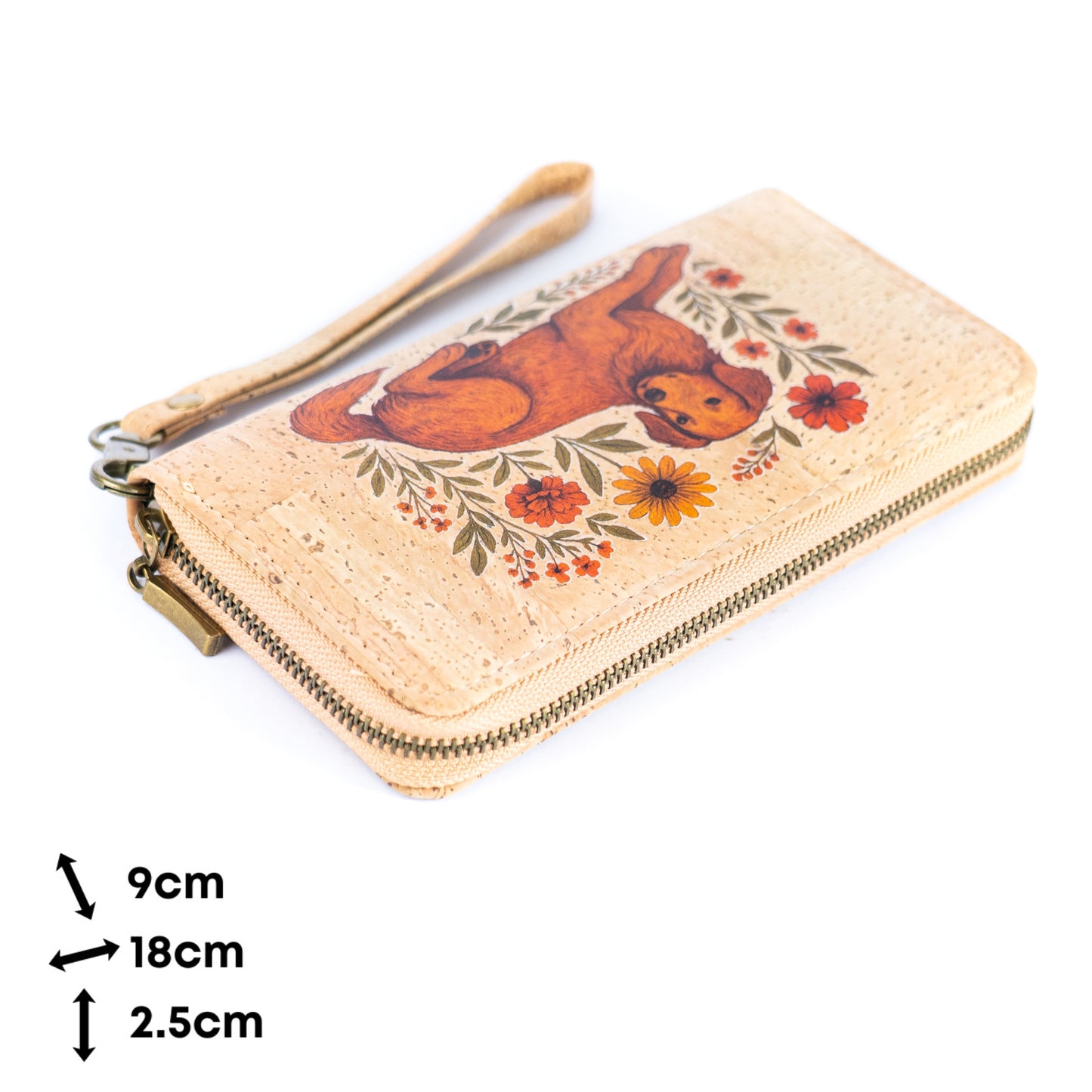 Cork Wallet with Wrist Strap – Dog, Cat, Fox & Squirrel Designs BAG-2020-ABCD