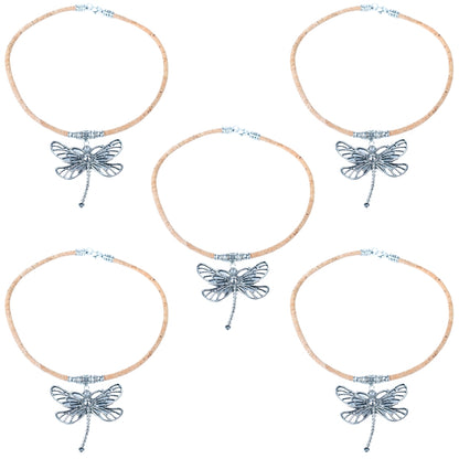 Natural cork cord and hollow dragonfly pendant handmade women's fashion necklace NE-1040-5