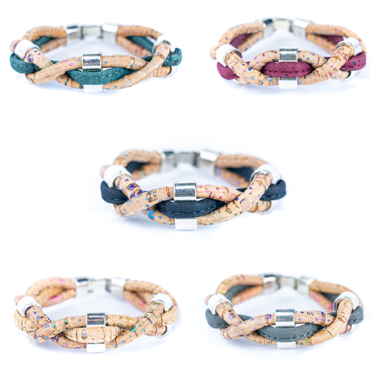 colored cork thread  handmade bracelet adjustable BR-431-MIX-5