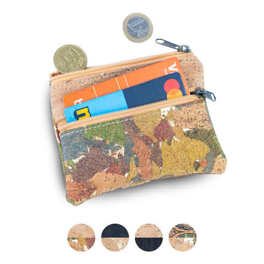 Lisbon Cork Coin Purse with Two Zip Pockets – Pack of 5 | BAGP-289C