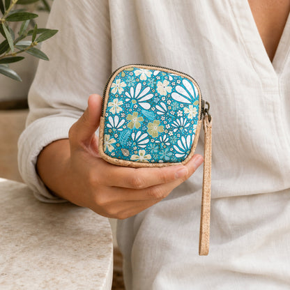 Square Cork Coin Purse with Wrist Strap BAG-2377