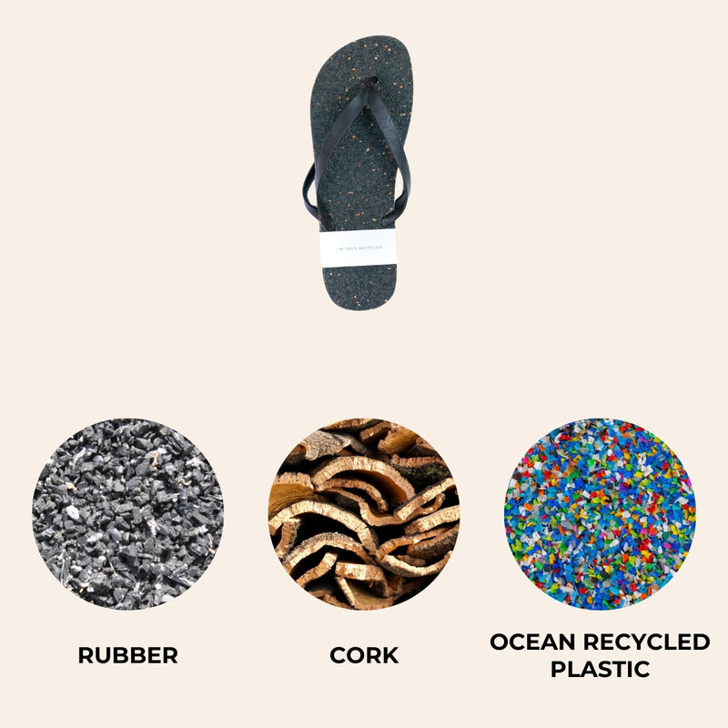 Eco-Friendly Recycled Cork and Rubber Flip-Flops L-1083-A