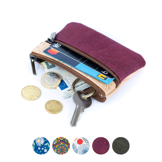 Dual Zip Cork Coin Purse BAG-2354