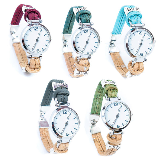 5mm flat Natural Colored Cork Threads and Alloy accessories Handmade DIY Ladies Fashion Watch WA-451