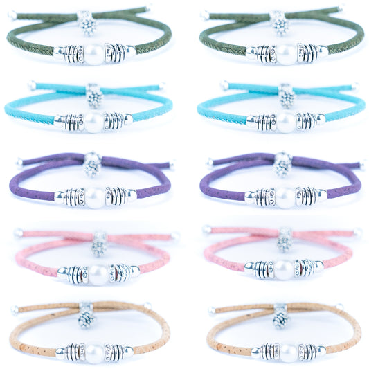 Colorful cork thread and Alloy accessories handmade women's bracelet BR-460-MIX-10